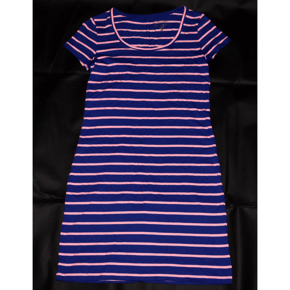 Lilly Pulitzer Dresses & Skirts - Lilly Pulitzer Beacon Women Short Sleeve Blue Pink Striped T-Shirt Dress Size XS